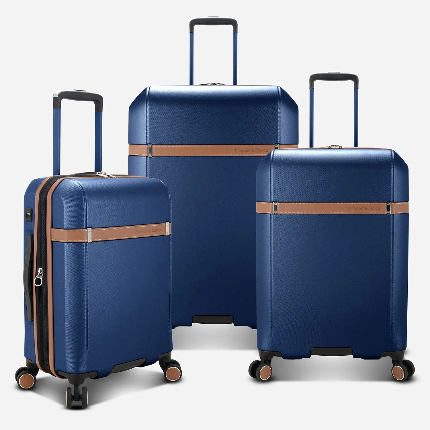 3 Piece Luggage Suitcase Set with 4 Spinner Wheels | Carry On with USB Port, Medium Checked, and Large Checked Suitcase