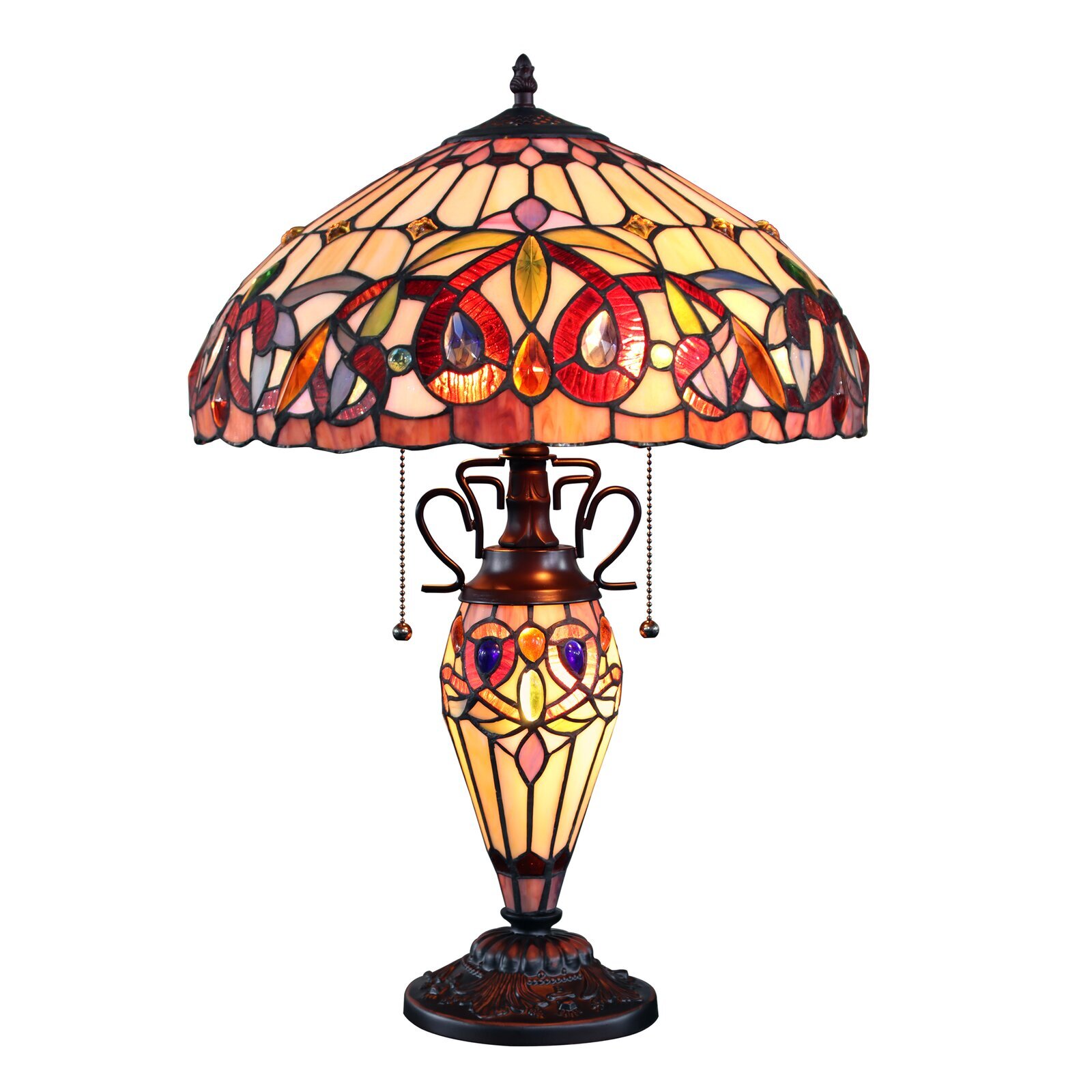 Bloomsbury Market SERENITY -Style Dark Bronze 3 Light Double Lit Table Lamp 16