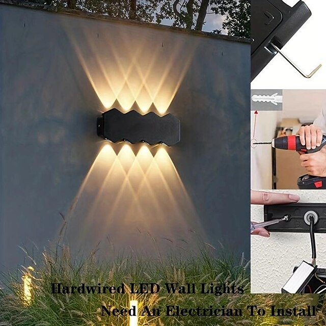 LED Outdoor Wall Light 4/6/8 3 Color Light 2/3/4 Head IP65 Waterproof Wall Lighting 110-240V