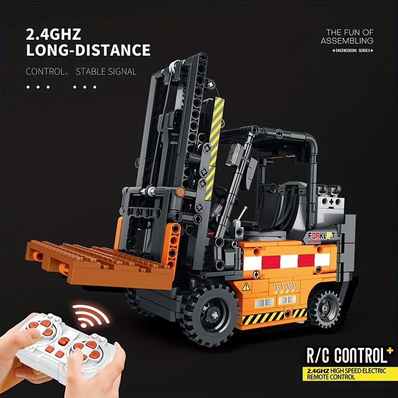 722PCS Engineering Forklift Model Building Blocks Set - Dual Remote Control Bulldozer, Excavator & Car - Perfect Decompression Gift for Adults!