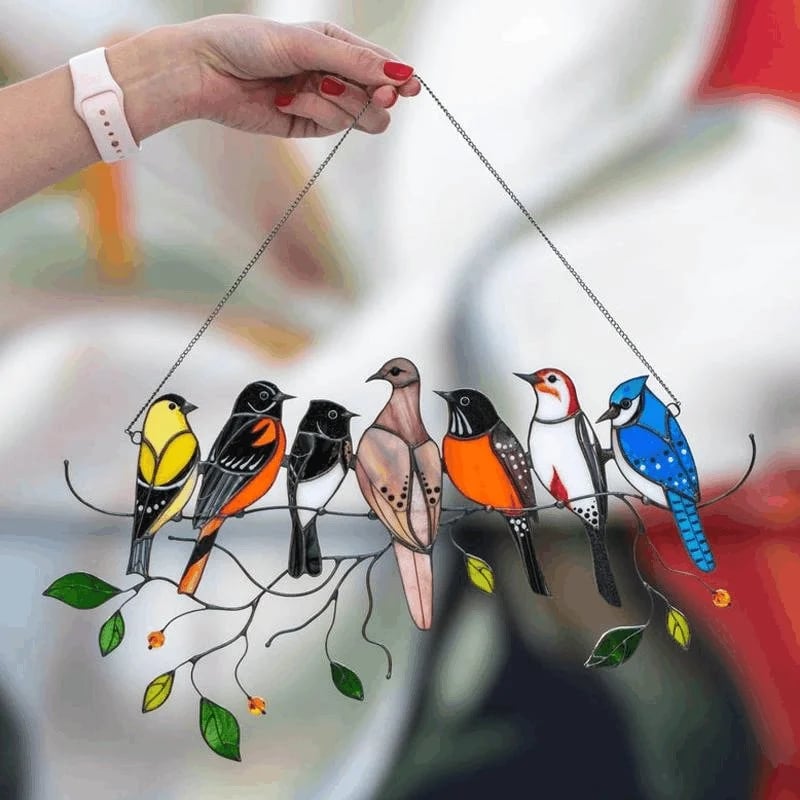 🐦🔥 Last Day 70% OFF-Birds Stained Window Panel Hangings🎁