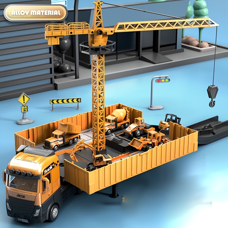 Cool Alloy Detachable Container Heavy Truck Toy Model - Perfect for Boys Who Love Tow Head Container Truck Cars!