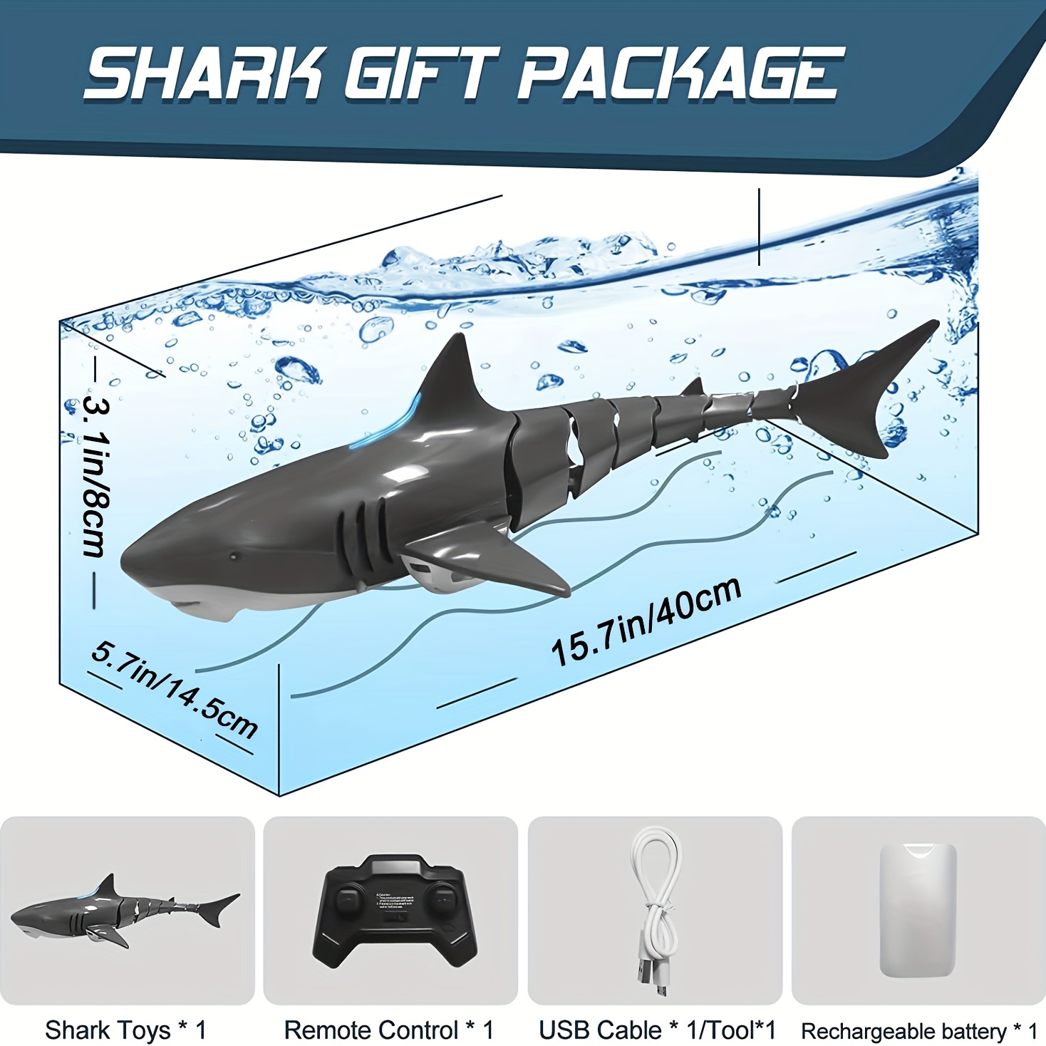 Fun & Waterproof Remote Control Shark Pool Toy - Perfect Gift For 6-12 Year Old Boys & Girls!