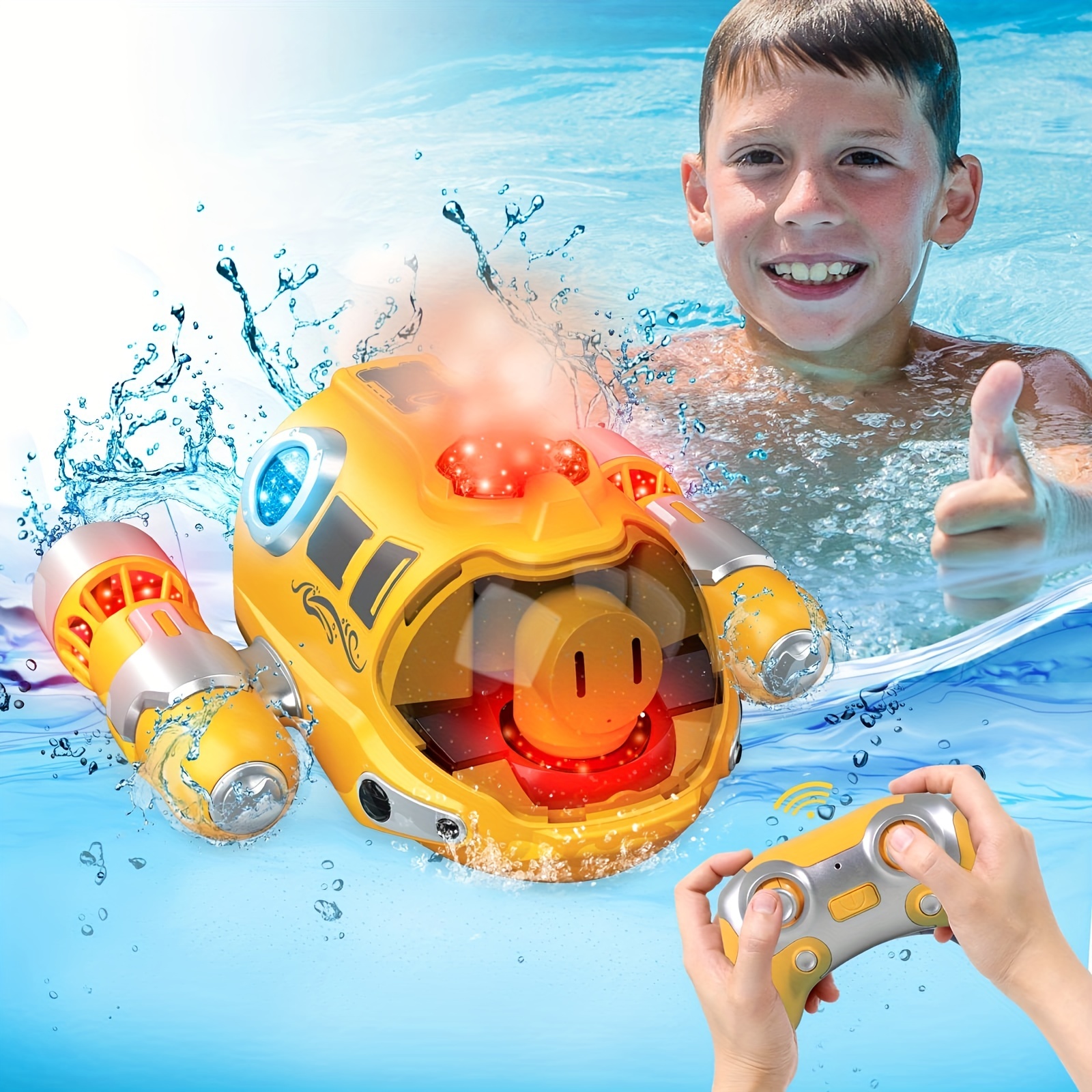 TUSEANG Remote Control Boat Pool Toys: 2.4Ghz RC Boat Water Toy with Light Up Spray & Waterproof Remote - Perfect Gift for Kids & Boys Girls!