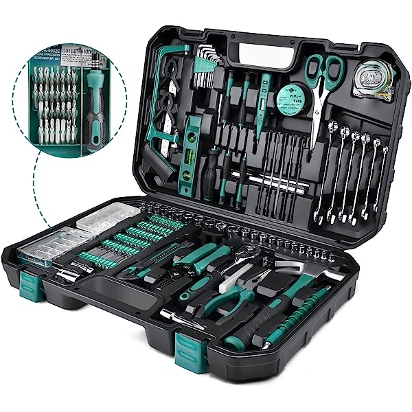 Household Tool Kit 300-Pcs - Home Auto Repair Tool Set - Complete General Hand Tool Kits for Handyman & Precision Screwdriver Set & Wire Stripper & Metric Hex Key & Tool box Case for Men Women