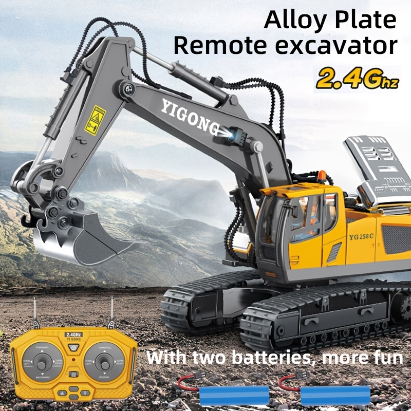 Remote Control Excavator Toy - 11 Channel RC Construction Bulldozer with Light & Sound, Perfect Gift for 6-10 Year Old Boys!