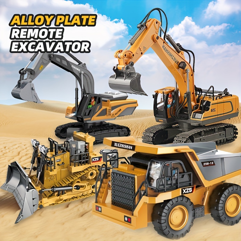 Remote Control Construction Vehicle Model Toy Car Set - Alloy Excavator, Bulldozer, Dump Truck & More - Perfect Parent-Child Outdoor Activity & Gift!