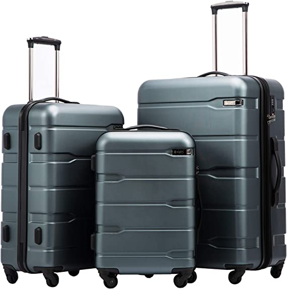 COOL Luggage Expandable 3 Piece Sets PC+ABS Spinner Built-In TSA Lock