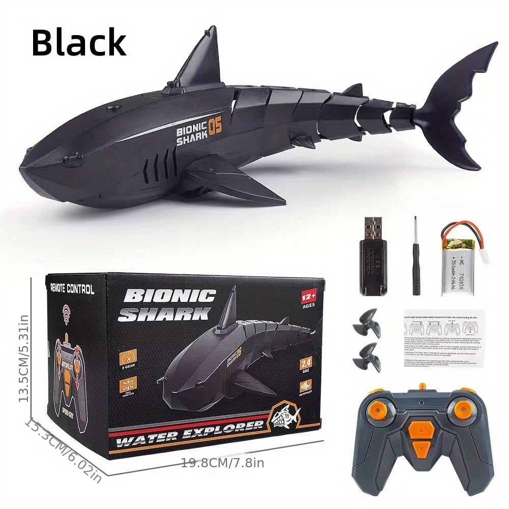Simulation Electric Remote Control Light Shark Water Play Swing Blue Sea Speedboat Giant Tooth Shark Mechanical Model Toy