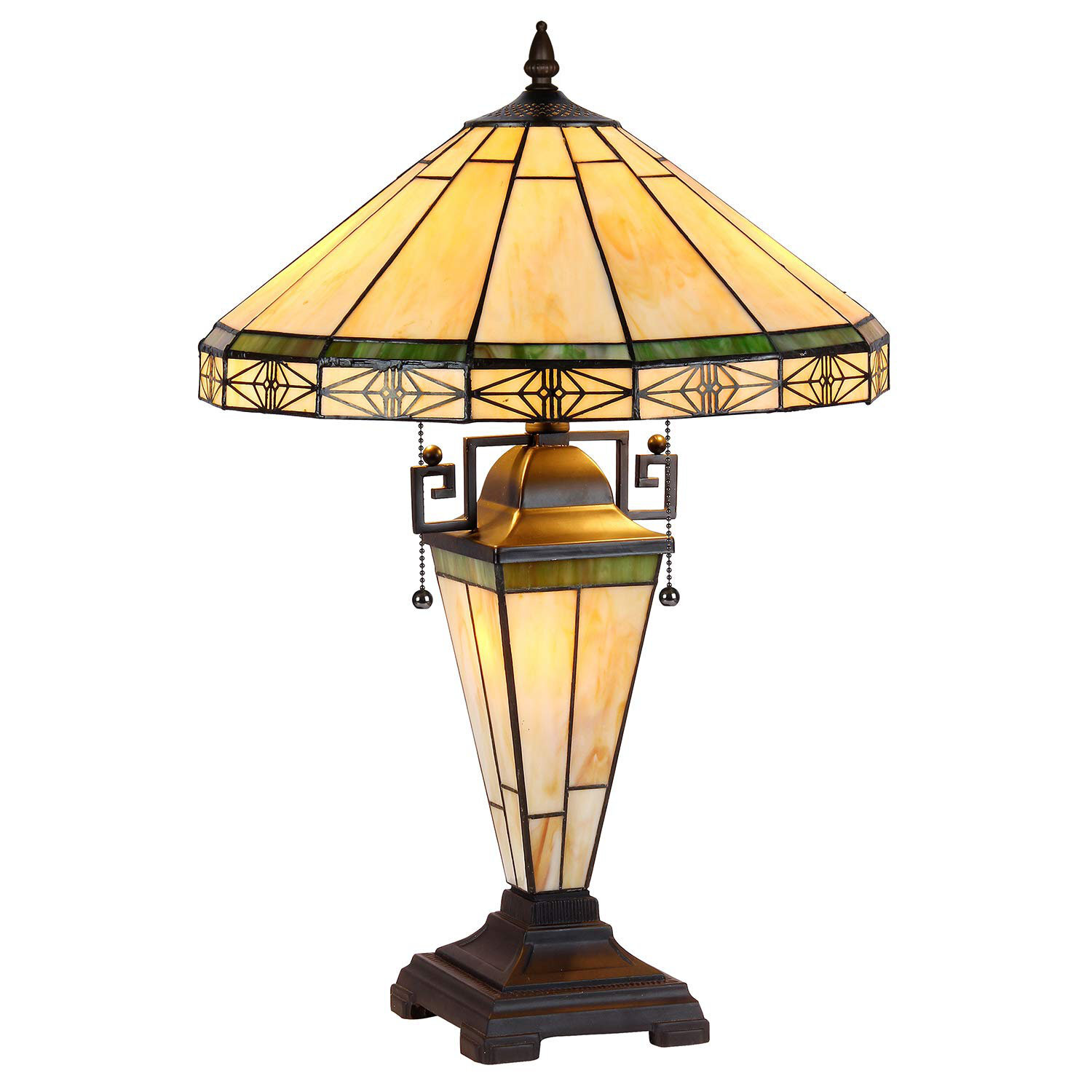 Large Table Lamp 3-Light With Nightlight Mission Rustic Style Desk Light Decor