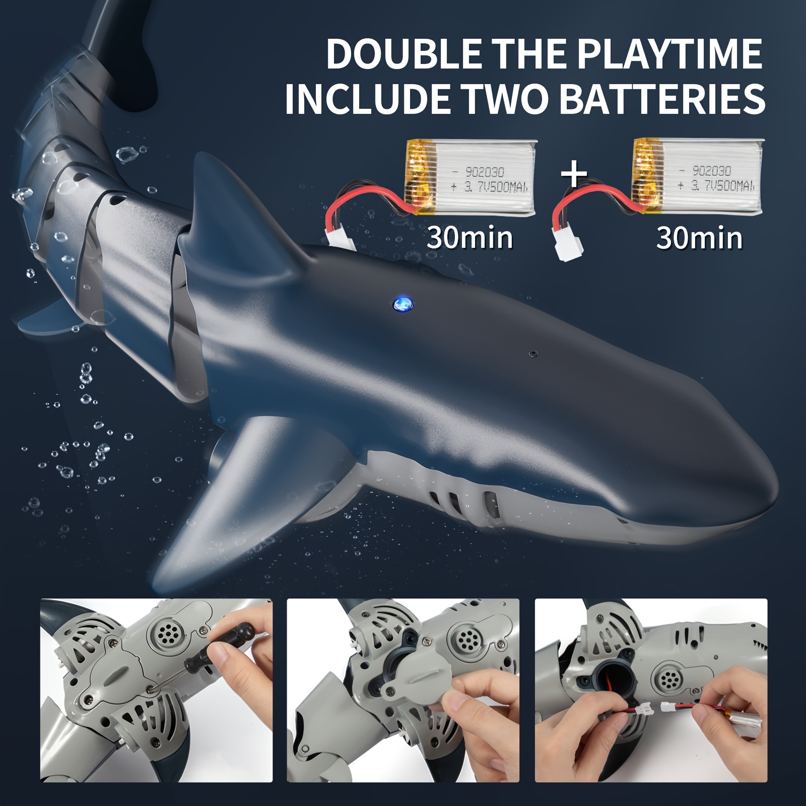 2022 New Version Remote Control Shark - 1:18 High Simulation Scale Fish with Light & Spray Water - Perfect RC Boat Toy for Kids Ages 4-8 - Great for Bathroom, Pool, & Lake - Perfect Halloween, Christmas, & Birthday Gift!