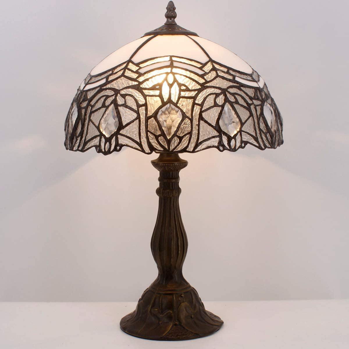 Lamp Table White Stained Glass Bedside Lamp Living Room Bedroom Luxurious Desk Reading Light 18