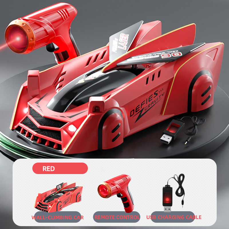 Zero Gravity Laser-Guided Wall Climbing RC Stunt Car - 360°Rotating Dual Modes, LED Lights & Rechargeable Batteries - Perfect Outdoors Sports Toys & Birthday Gifts For Boys & Girls!