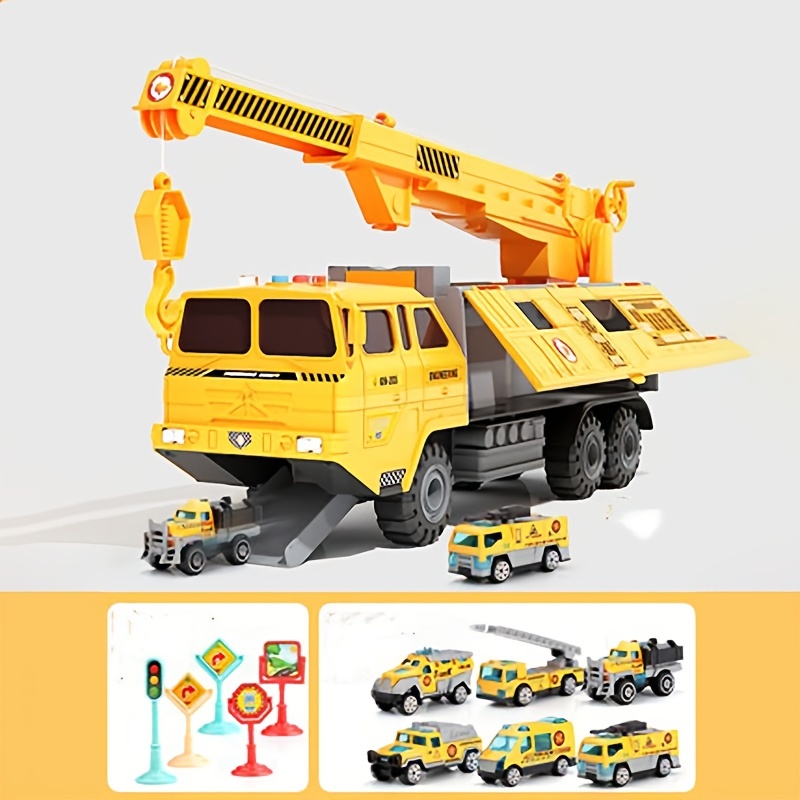 Large Car Toy Boy Children's Intelligence Education Fire Engineering Vehicle Suit Multi-function Container Missile Water Jet