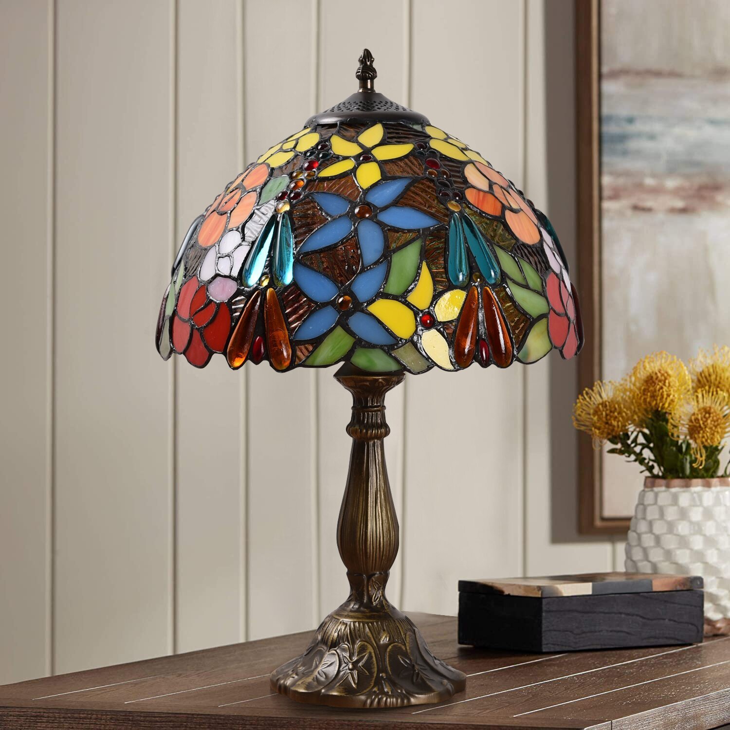 Lamp For Living Room ,Table Top Stained Glass Bedside Table Lamp For Bedroom