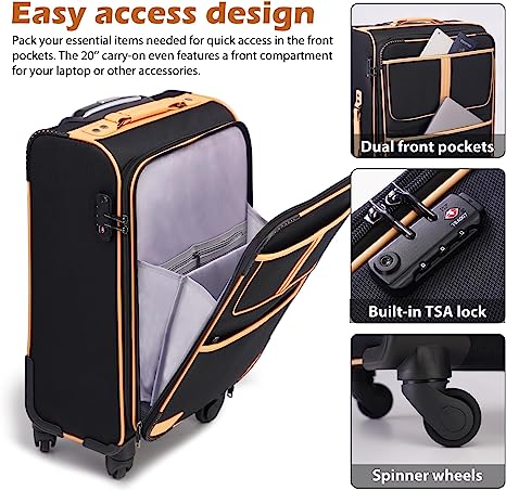 COOL Luggage 4 Piece Set Suitcase Expandable TSA lock spinner softshell