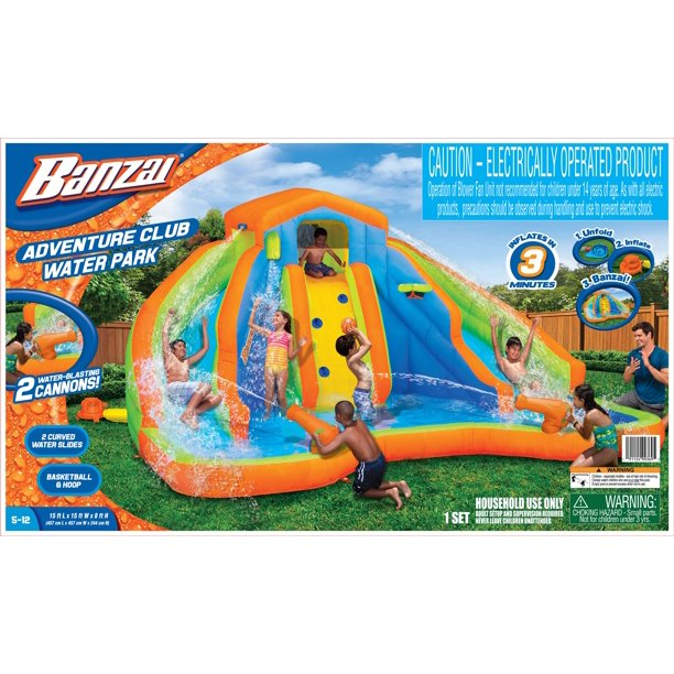 Banzai Adventure Club Outdoor Inflatable Water Park & Dual Slides, Unisex