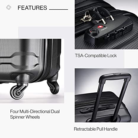Hardside Expandable Luggage with Spinner Wheels, 3-Piece Set (20/24/28), Black